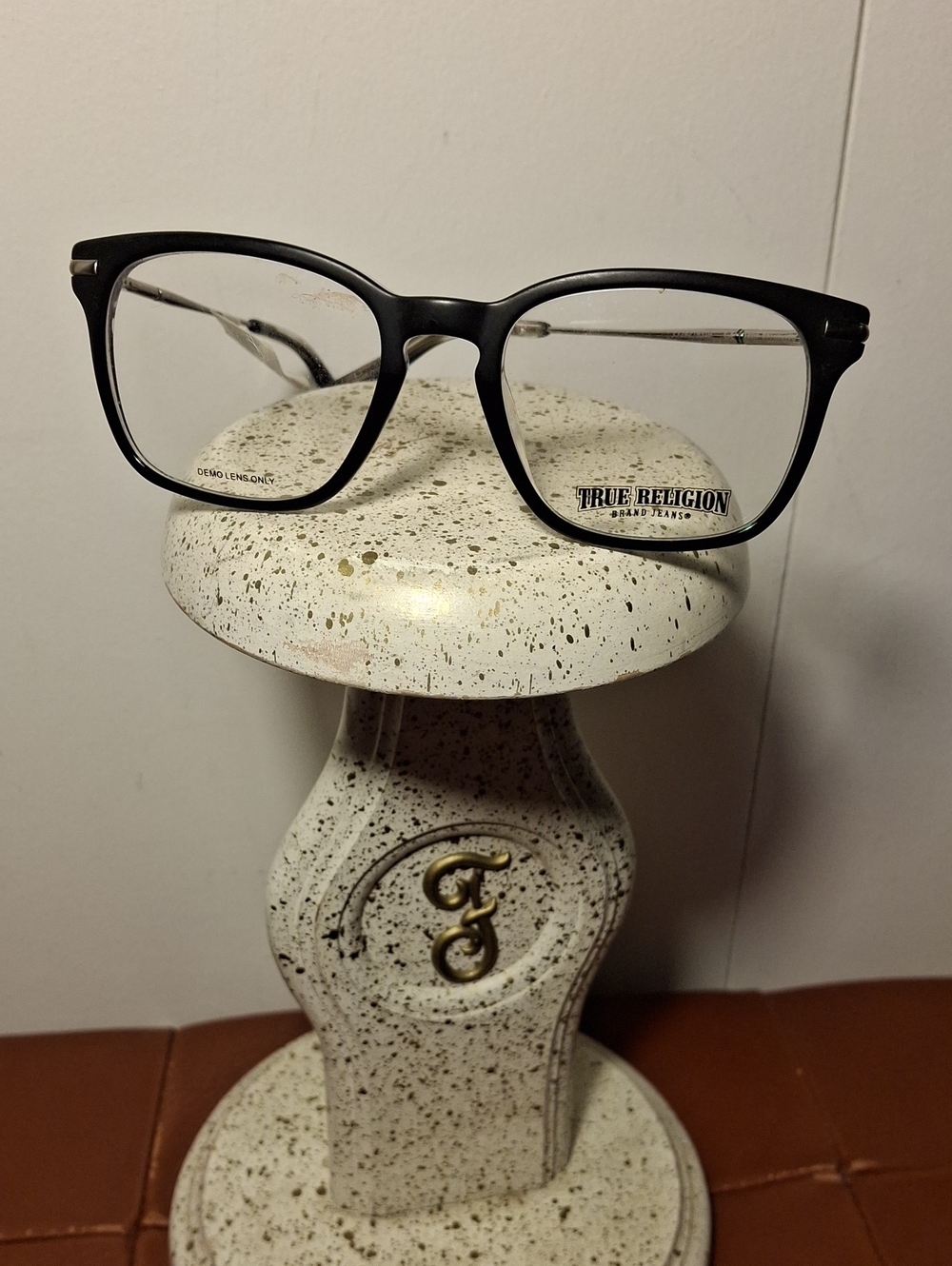 True Religion Black Eyeglass Frames with Subtle Silver Temples